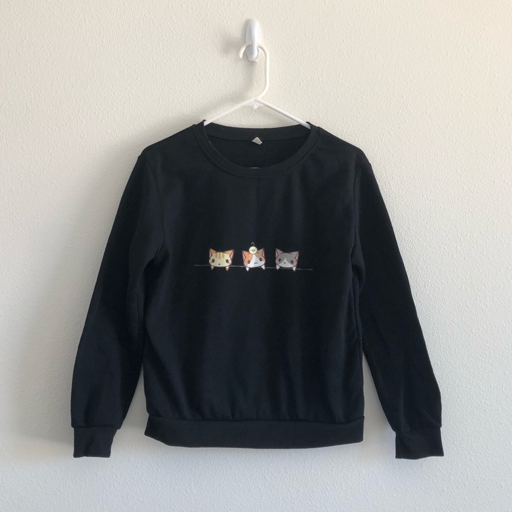 Kawaii Black Cat Neko Sweatshirt